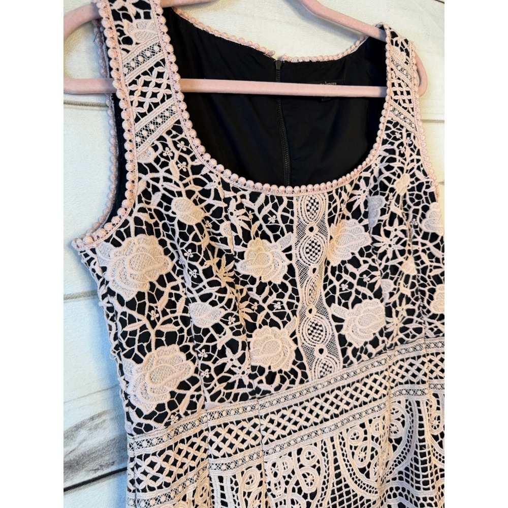 Nanette Lepore Pink Black Lace Sheath Dress Size 10 Sleeveless Floral 296-313 - Picture 2 of 6